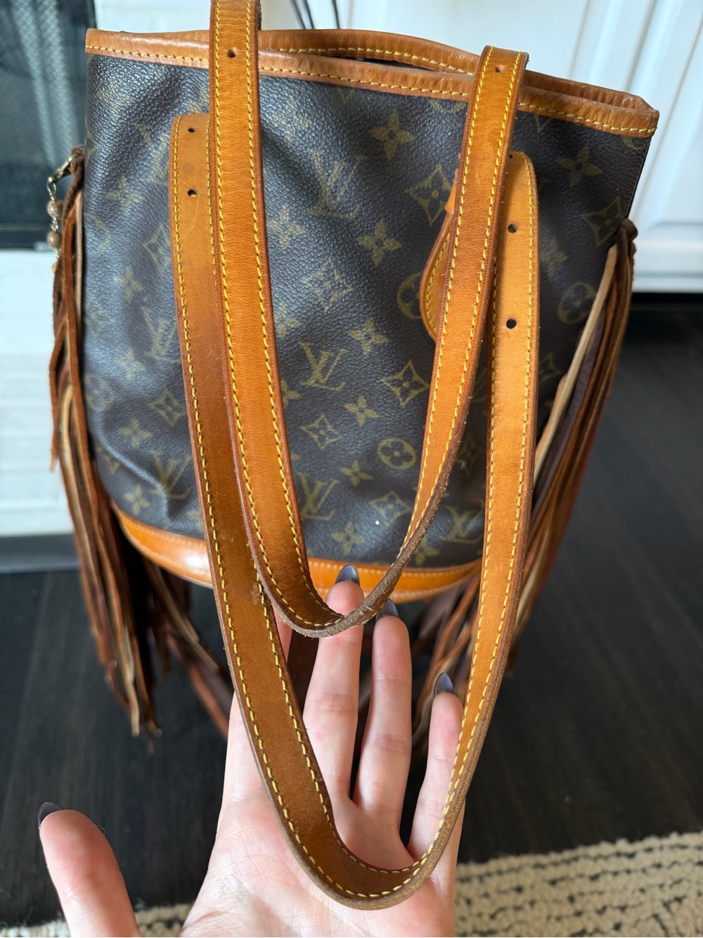 Louis Vuitton Monogram Canvas Fringe Shoulder Bag in Brown and Tan - Picture 5 of 14